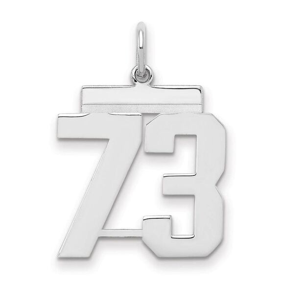 Sterling Silver Athletic Collection Medium Polished Number 73 Pendant